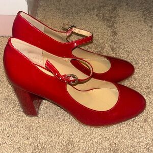Cherry Red Mary Jane Heels with Strap Antonio Melani Size 7.5